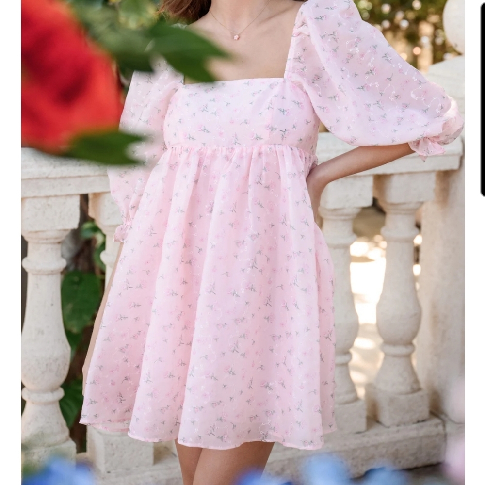NWT- Altar'd State Pink Floral Mini Dress - Picture 2 of 10
